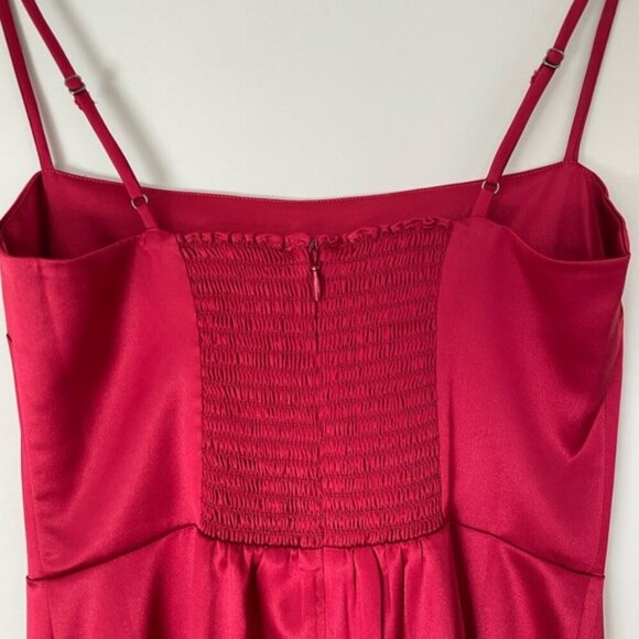 NEW Reformation Frankie Satin Sheath Maxi Dress Rubies Pink Red | sz 0 - Picture 9 of 13